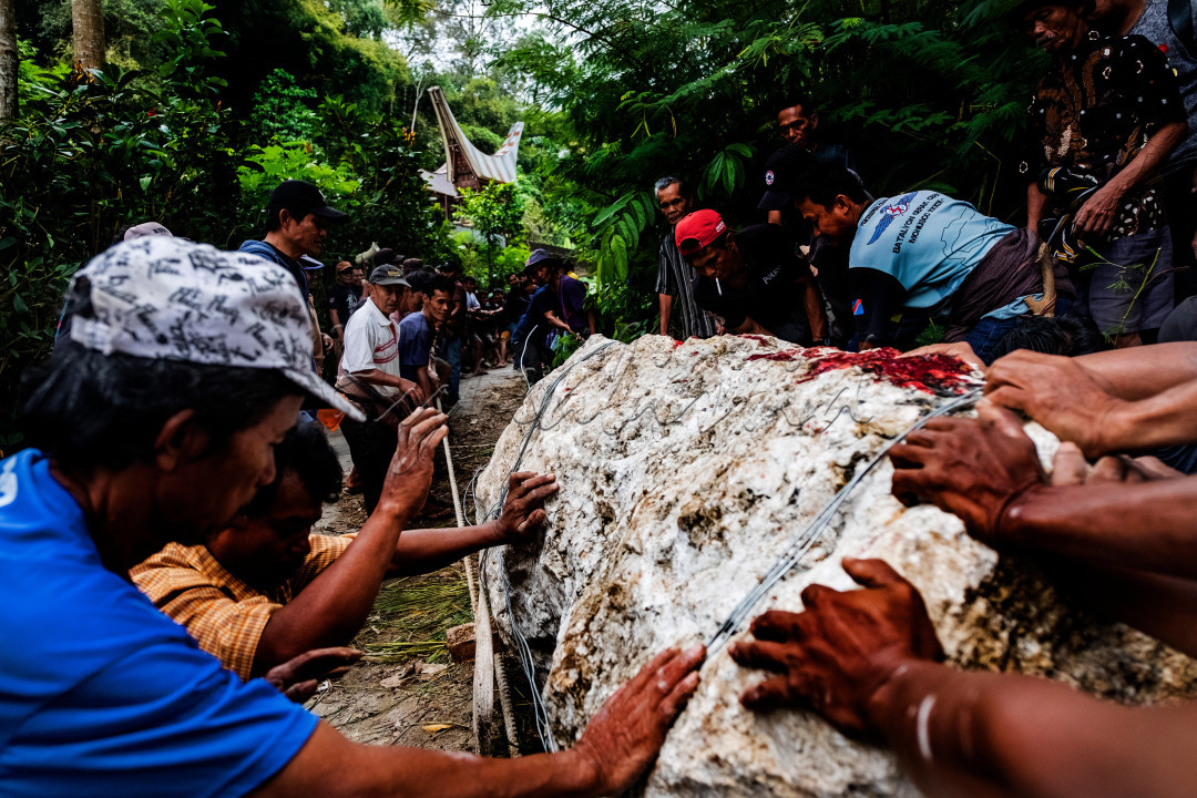 Di Toraja, semangat gotong royong terus bergema melalui ritual tarik batu menhir, simbol persatuan dan penghormatan leluhur. Puluhan tangan bersatu, menarik bebatuan besar yang menjadi lambang kekuatan kolektif dan rasa kebersamaan. Di tengah rimbunnya pepohonan, masyarakat bergerak selaras, menunjukkan bahwa tradisi bukan hanya warisan, melainkan fondasi untuk membangun masa depan negeri.